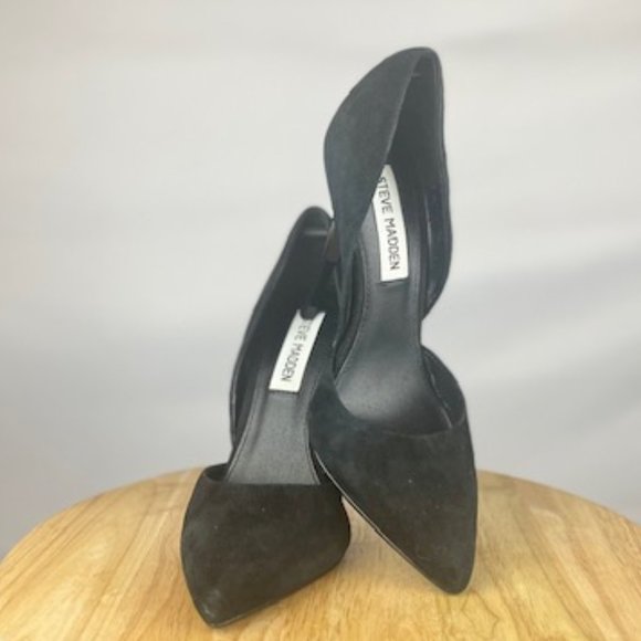 Steve Madden Varcityy D'Orsay Stiletto Heels in Black Suede, Size 6. - Picture 3 of 8